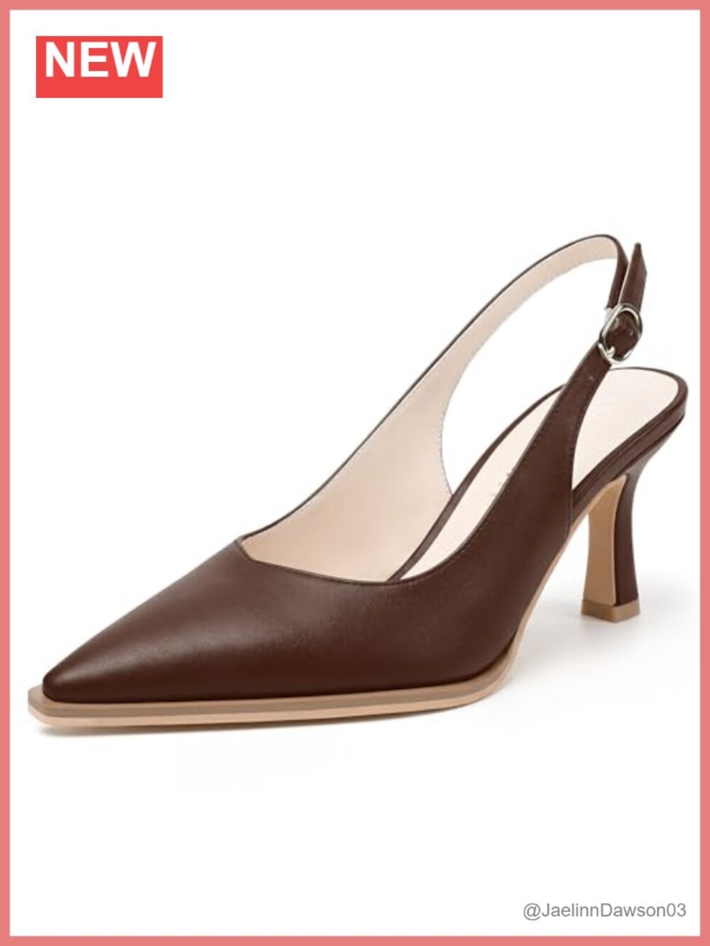 Women's Slingback Kitten Heels PU Leather Pumps Pointed Toe